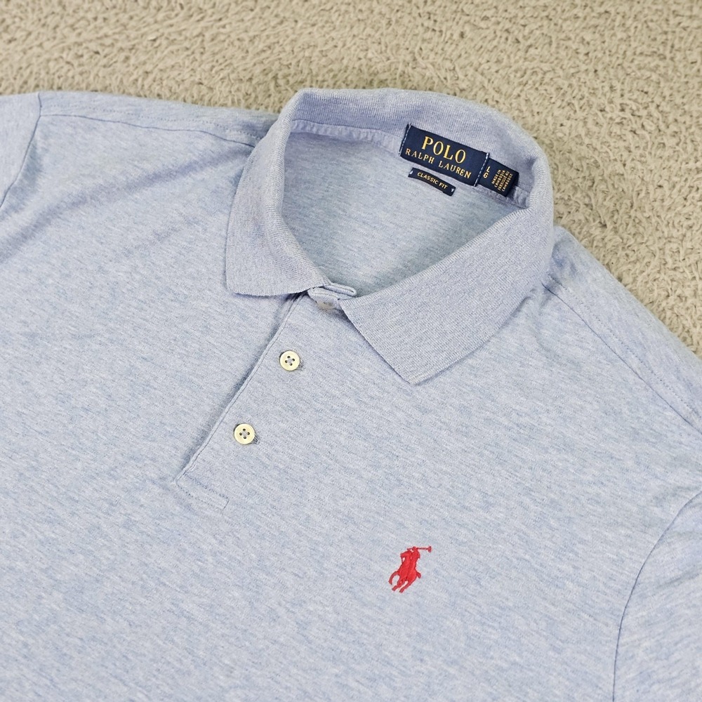 Polo Ralph Lauren‎ Polo Shirt Mens Large Light Blue Classic Fit Embroidered Pony